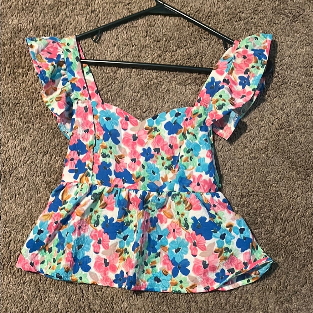 SHEIN Floral Puff Sleeve Blouse